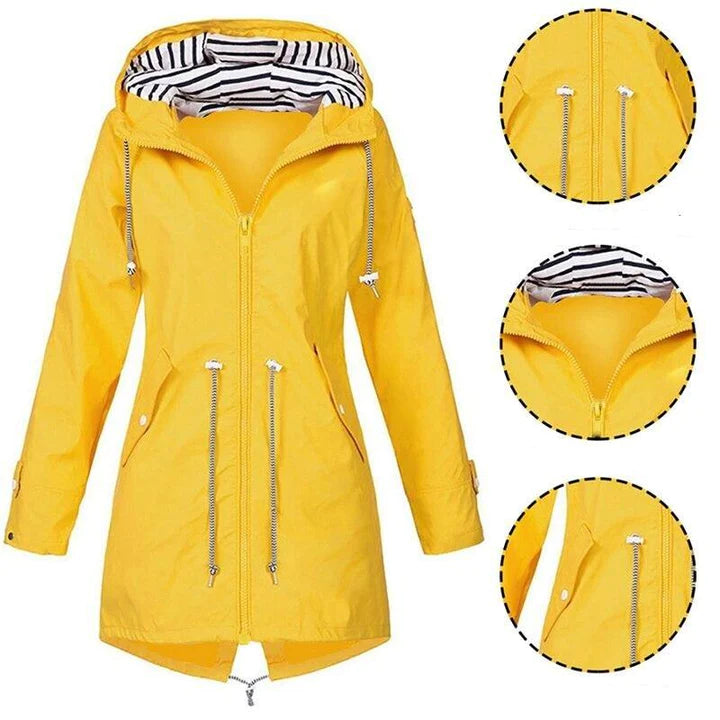 Valenzora Stylish Waterproof Outdoor Rain Jacket with Hood for Women | Classic Style & Ideal for Outdoor Activities