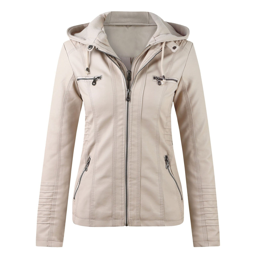 Valenzora | Designer-Lederjacke mit Kapuze