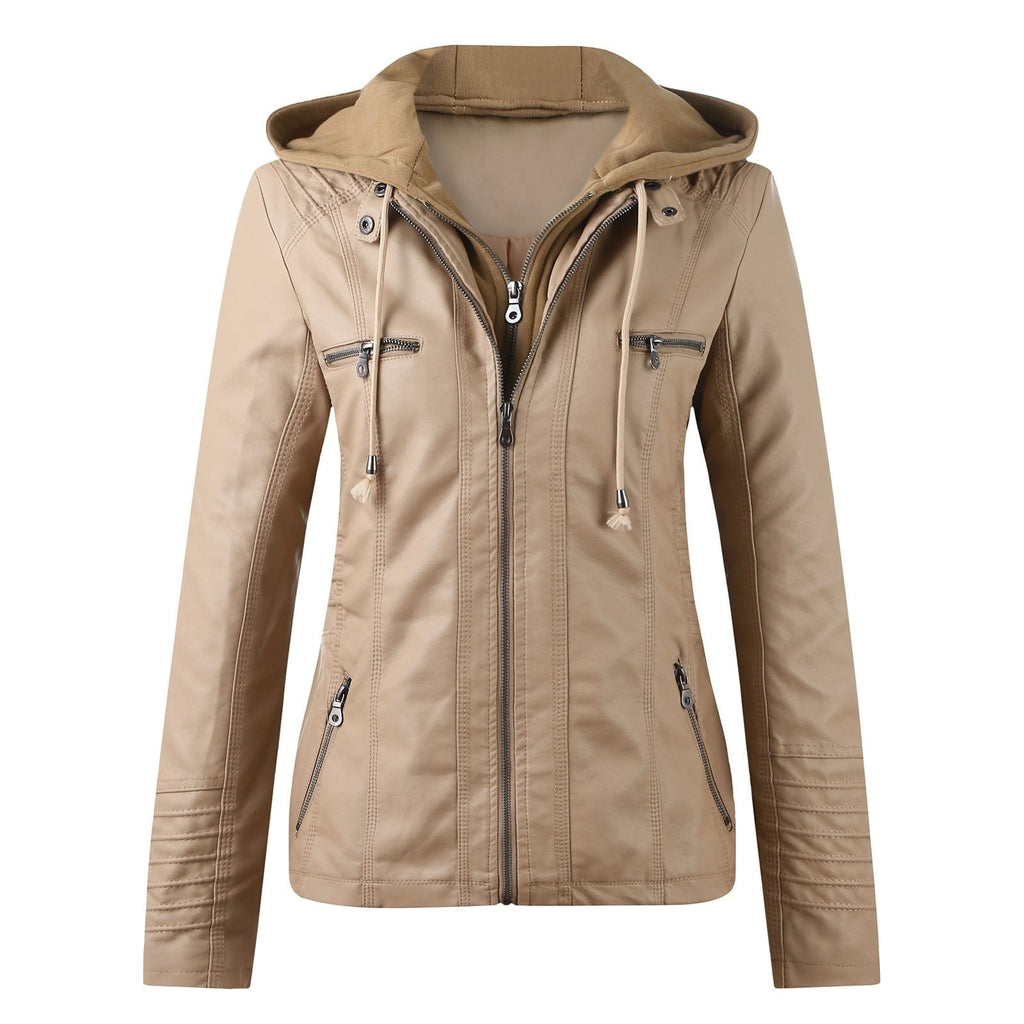 Valenzora | Designer-Lederjacke mit Kapuze