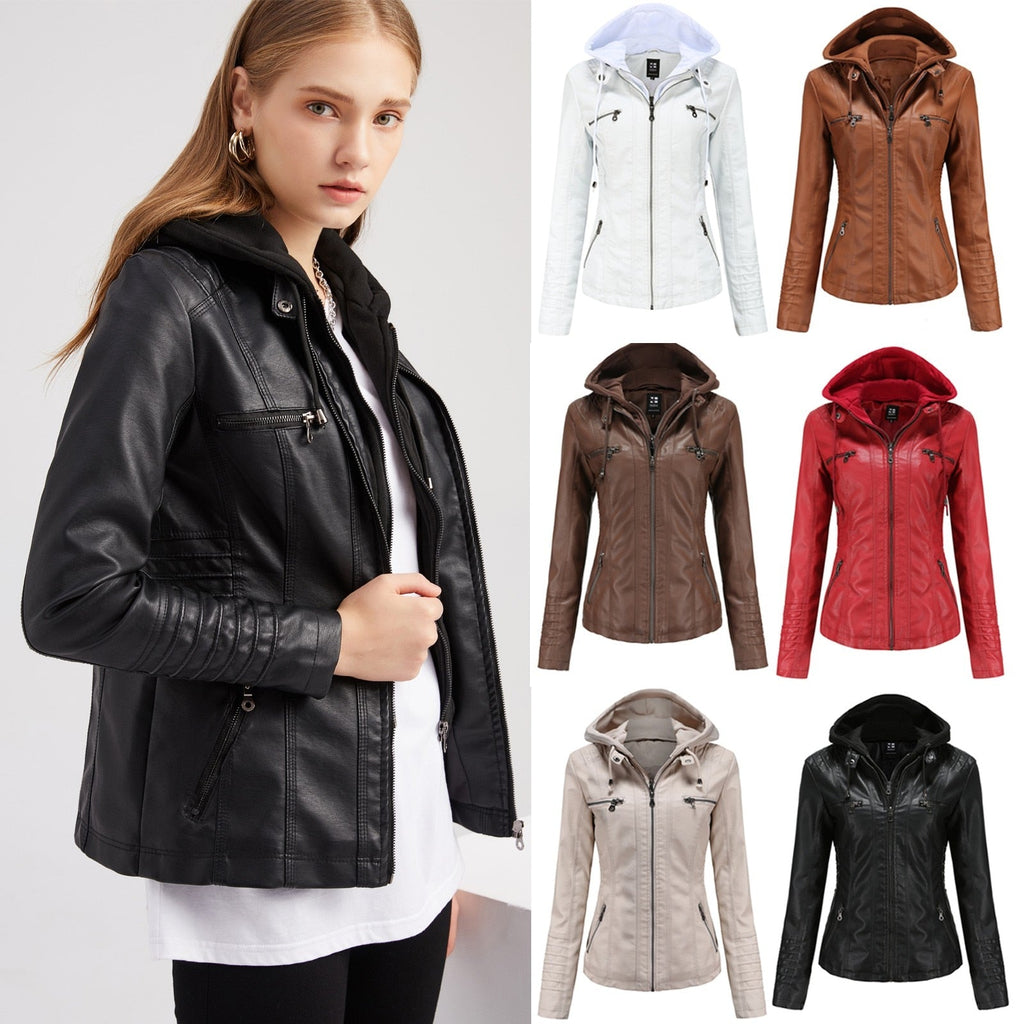 Valenzora | Designer-Lederjacke mit Kapuze