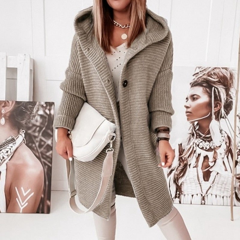 Valenzora | Modischer Cardigan-Mantel mit Kapuze