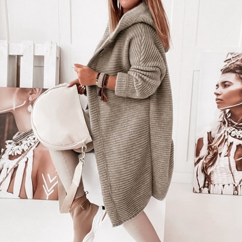 Valenzora | Modischer Cardigan-Mantel mit Kapuze