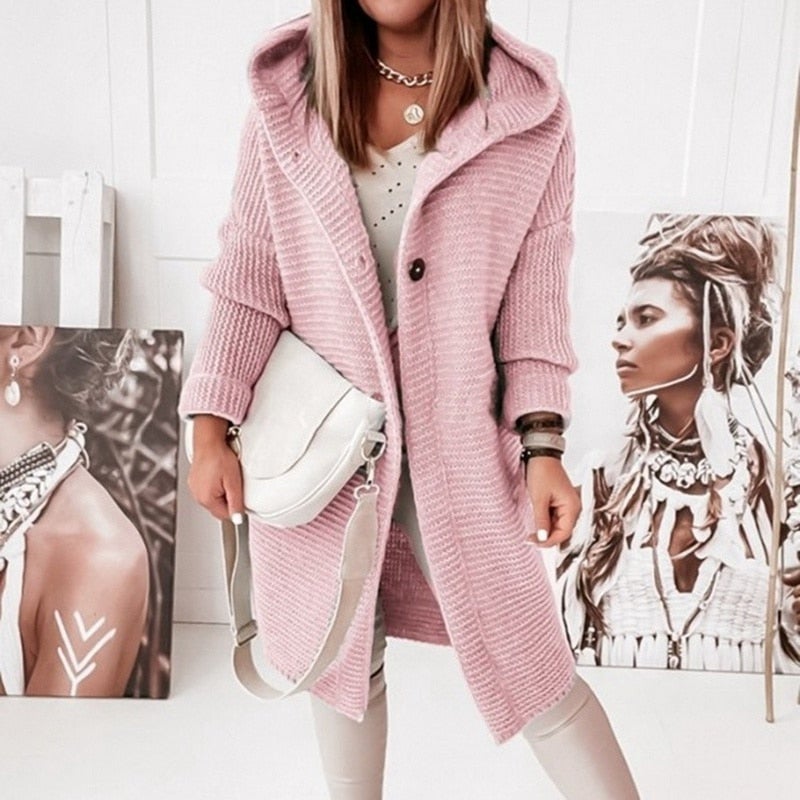 Valenzora | Modischer Cardigan-Mantel mit Kapuze
