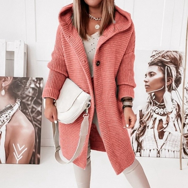 Valenzora | Modischer Cardigan-Mantel mit Kapuze