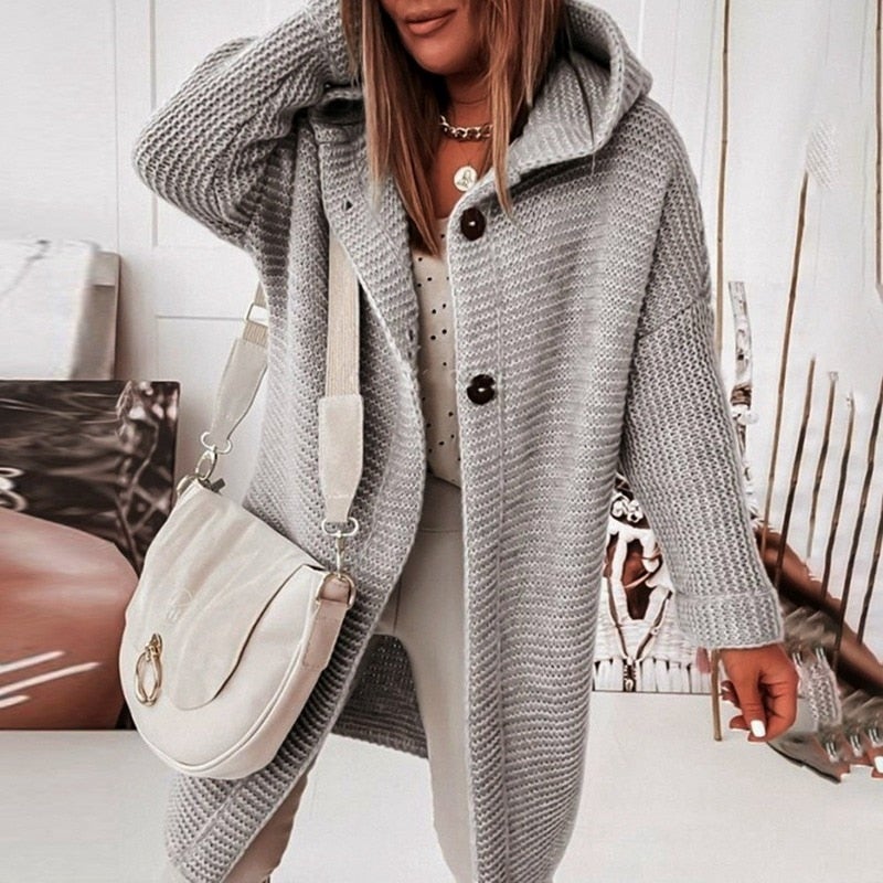 Valenzora | Modischer Cardigan-Mantel mit Kapuze