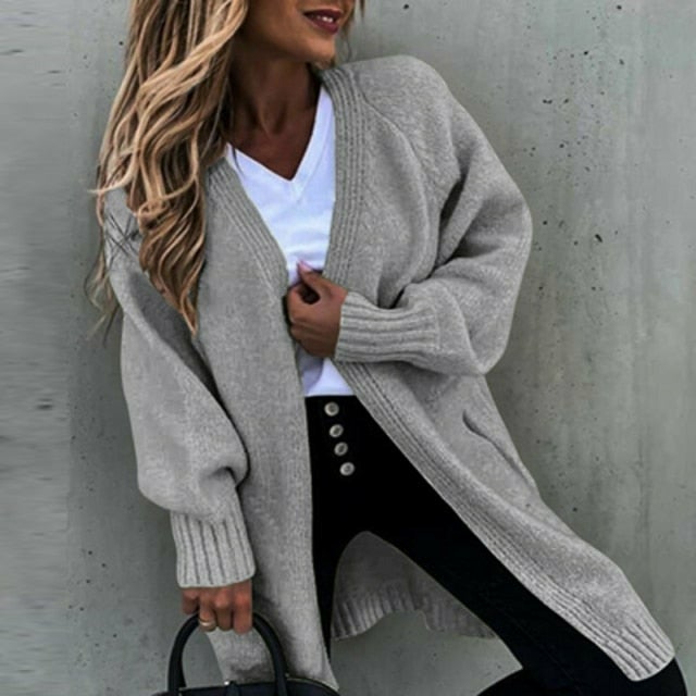 Valenzora | Lange, weiche Damenstrickjacke mit entspannter Passform
