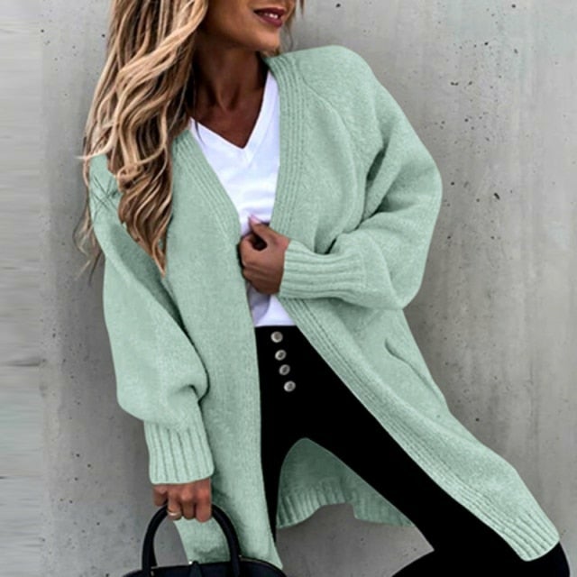 Valenzora | Lange, weiche Damenstrickjacke mit entspannter Passform