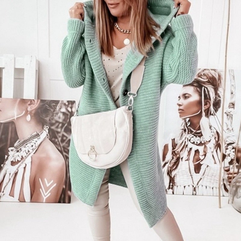 Valenzora | Modischer Cardigan-Mantel mit Kapuze