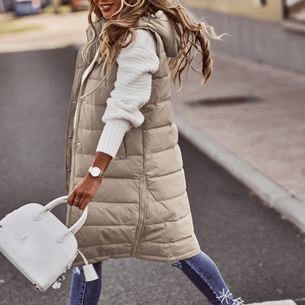 Valenzora - Long padded vest with hood