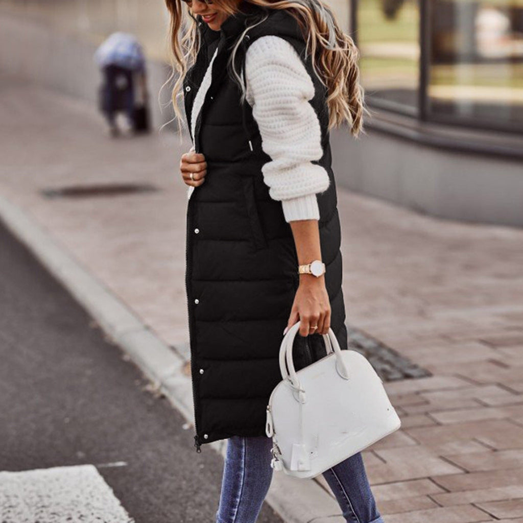 Valenzora - Long padded vest with hood