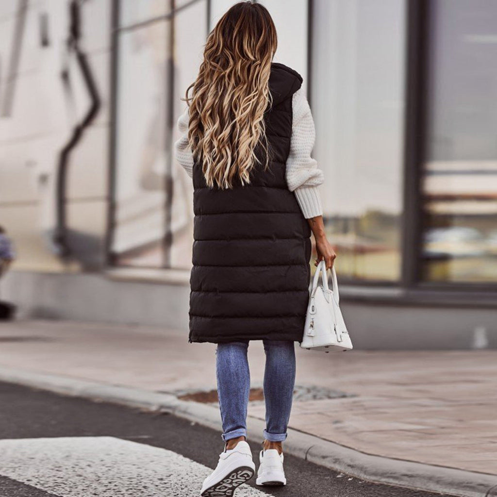 Valenzora - Long padded vest with hood