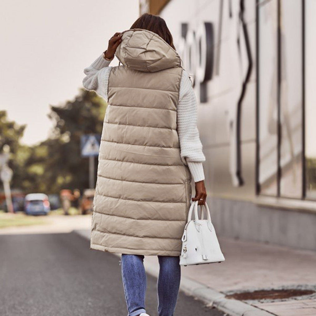 Valenzora - Long padded vest with hood