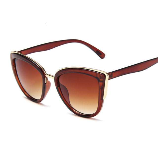 Valenzora | Cat Eye Retro Driving Round Metal Frame Sunglasses
