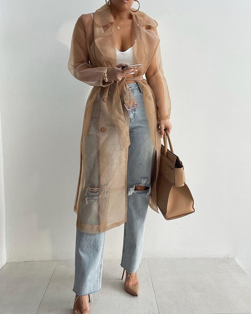 Valenzora | Stylischer transparenter Langarmmantel