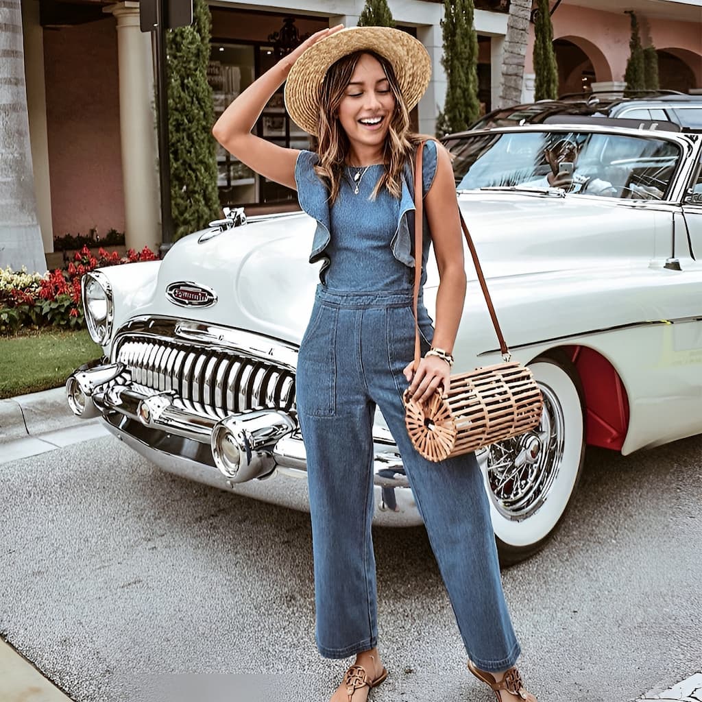Valenzora | Jeans-Jumpsuit mit Rüschen