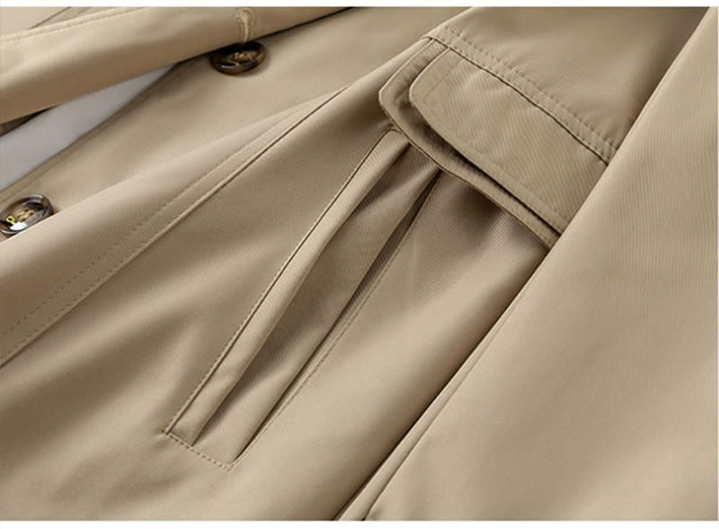 Valenzora | Modern trench coat with high collar and buttons for women