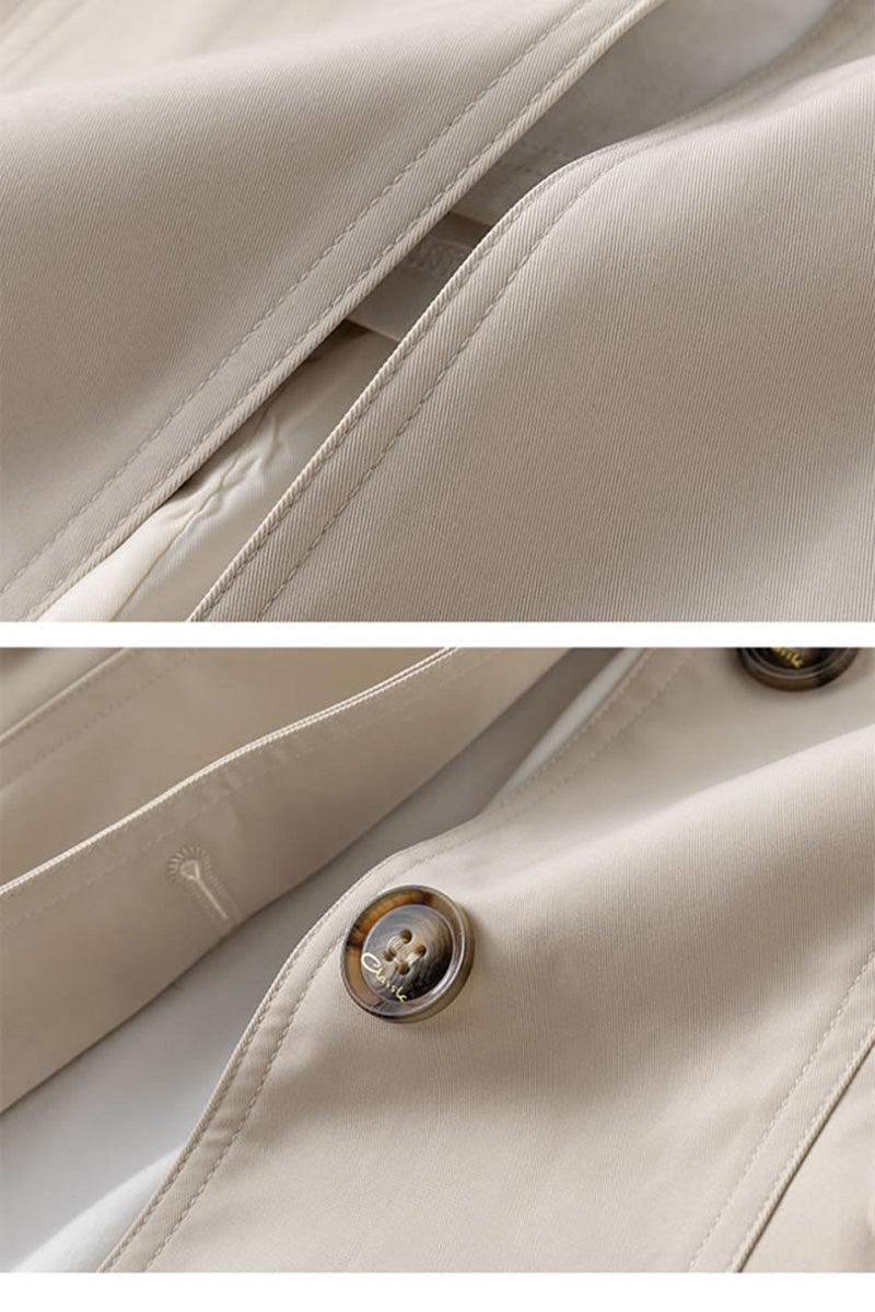 Valenzora | Modern trench coat with high collar and buttons for women