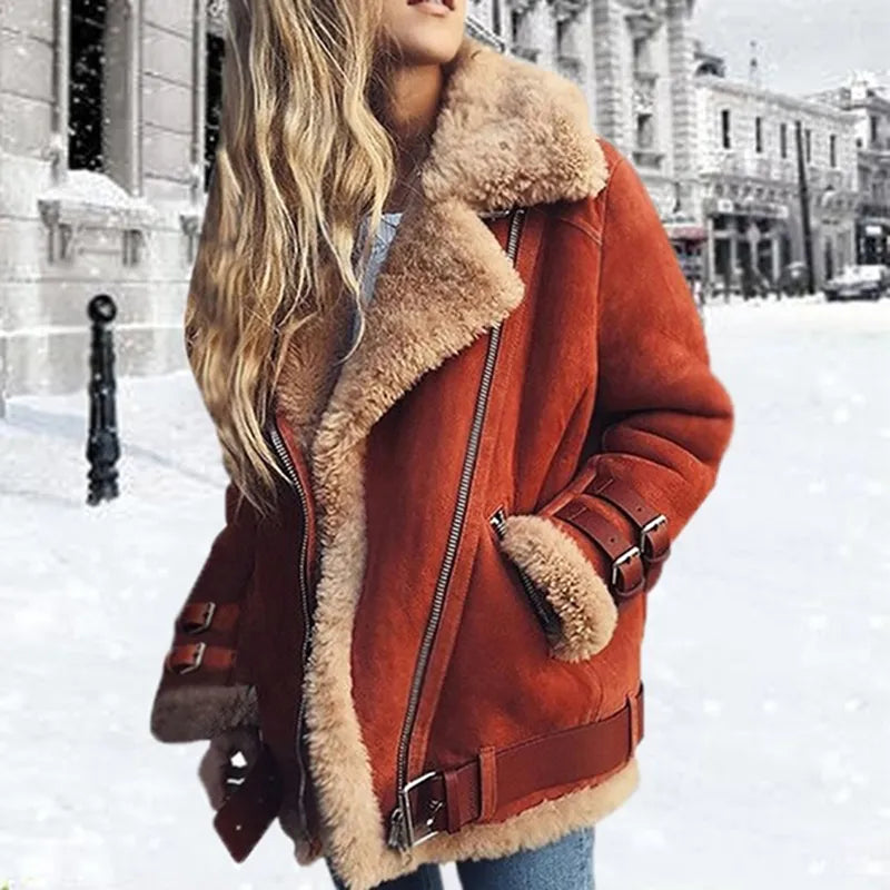 Valenzora – Suede-lamb leather buckle jacket