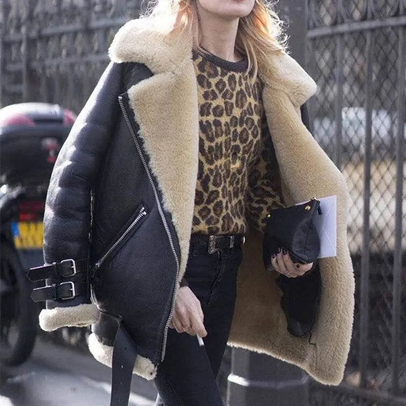 Valenzora – Suede-lamb leather buckle jacket