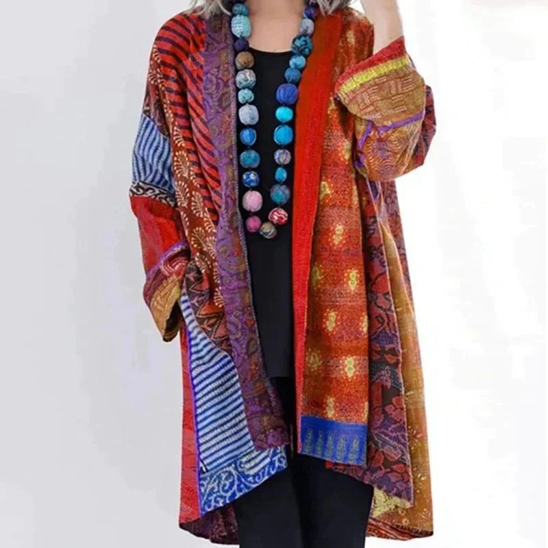 Bedruckte Vintage-Strickjacke für Damen