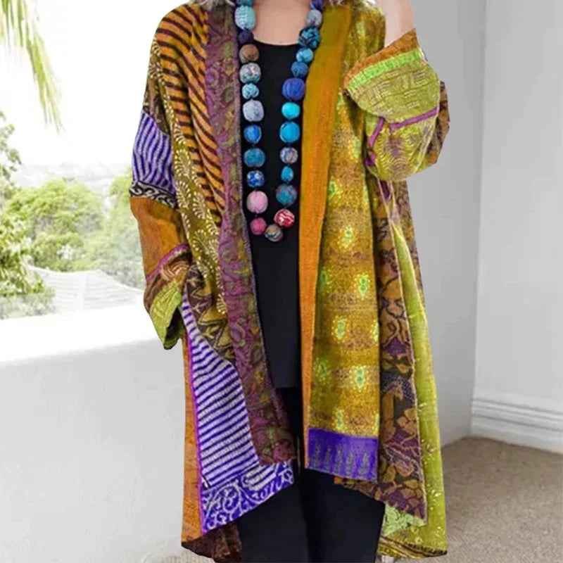 Bedruckte Vintage-Strickjacke für Damen
