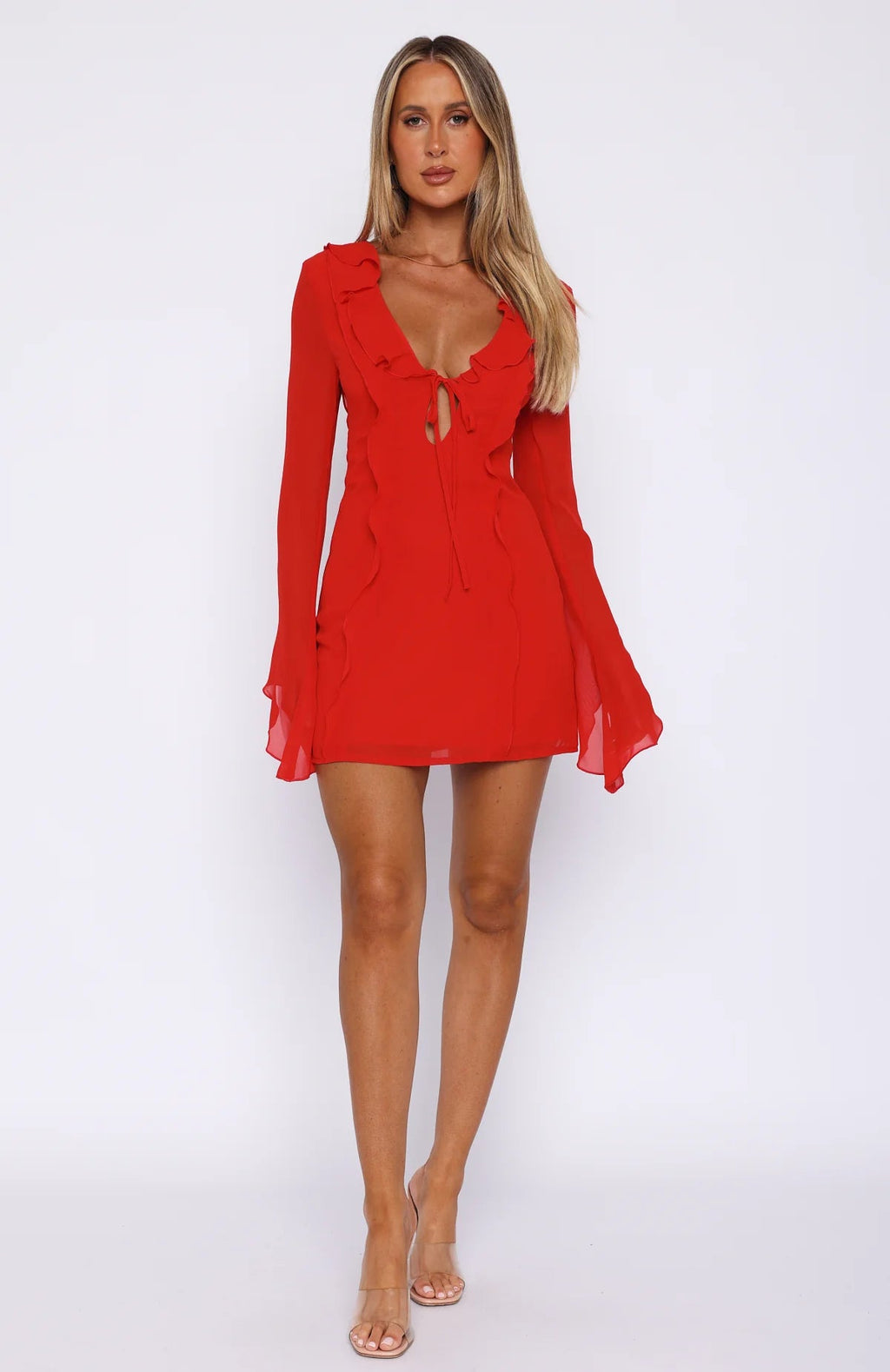 Valenzora | Long-sleeved mini dress with ruffles