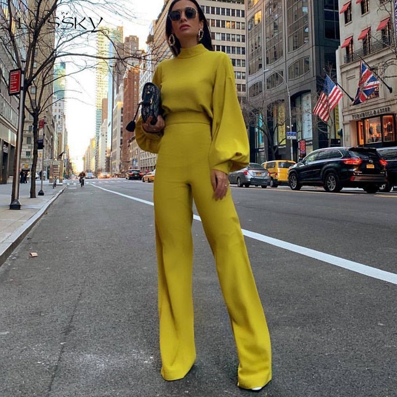 Monochrome half-collar jumpsuits
