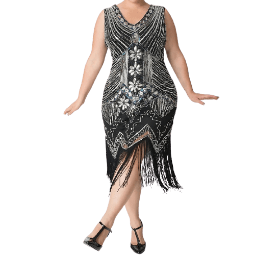 Valenzora | Gatsby Dress Plus Size Silver