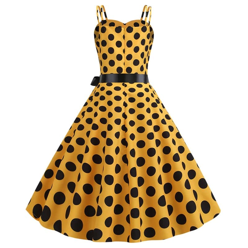 Valenzora | Vintage Rockabilly Dress Yellow Polka Dot