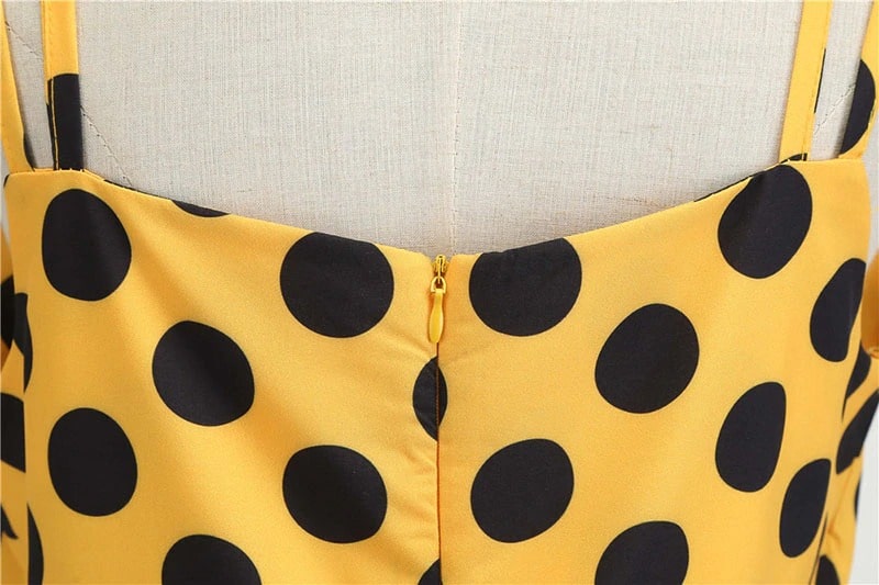 Valenzora | Vintage Rockabilly Dress Yellow Polka Dot