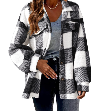 Valenzora | Warm women's jacket with check pattern