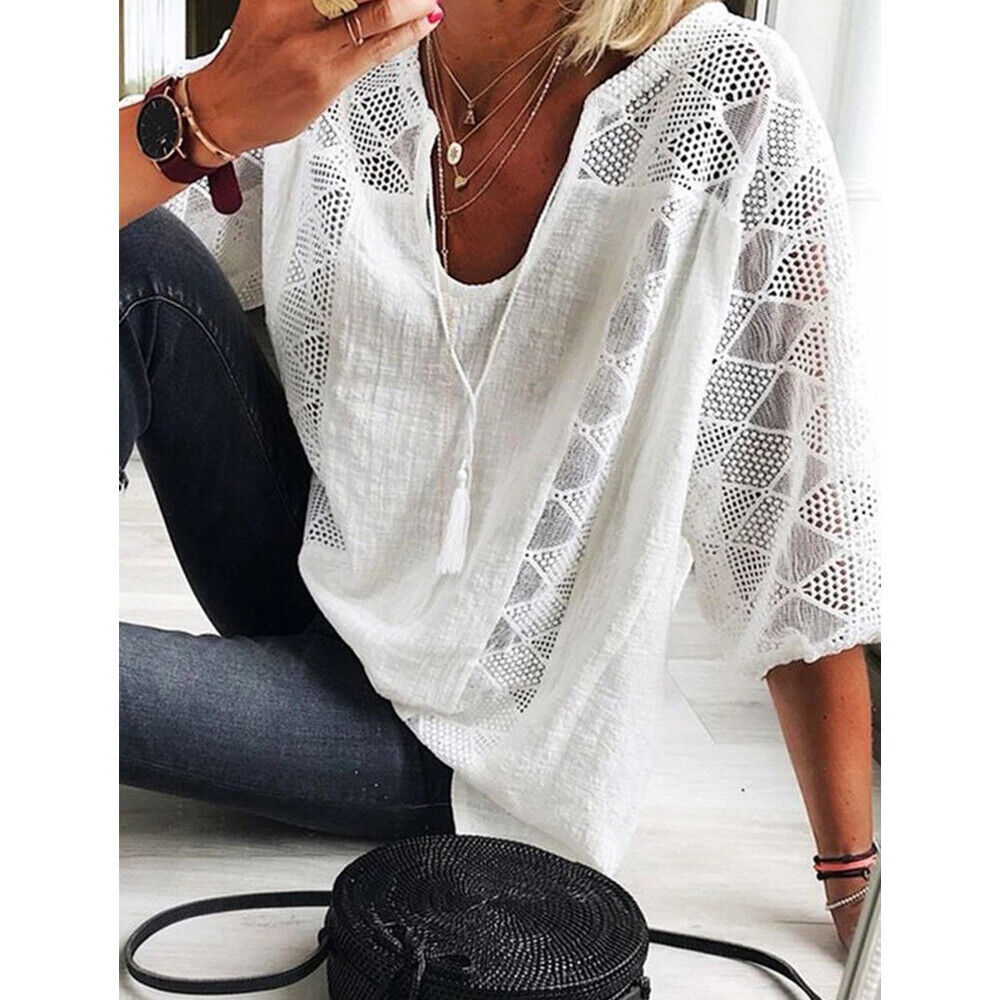 Valenzora | Plus Size Tunic Shirt with 3/4 Sleeves for Women
