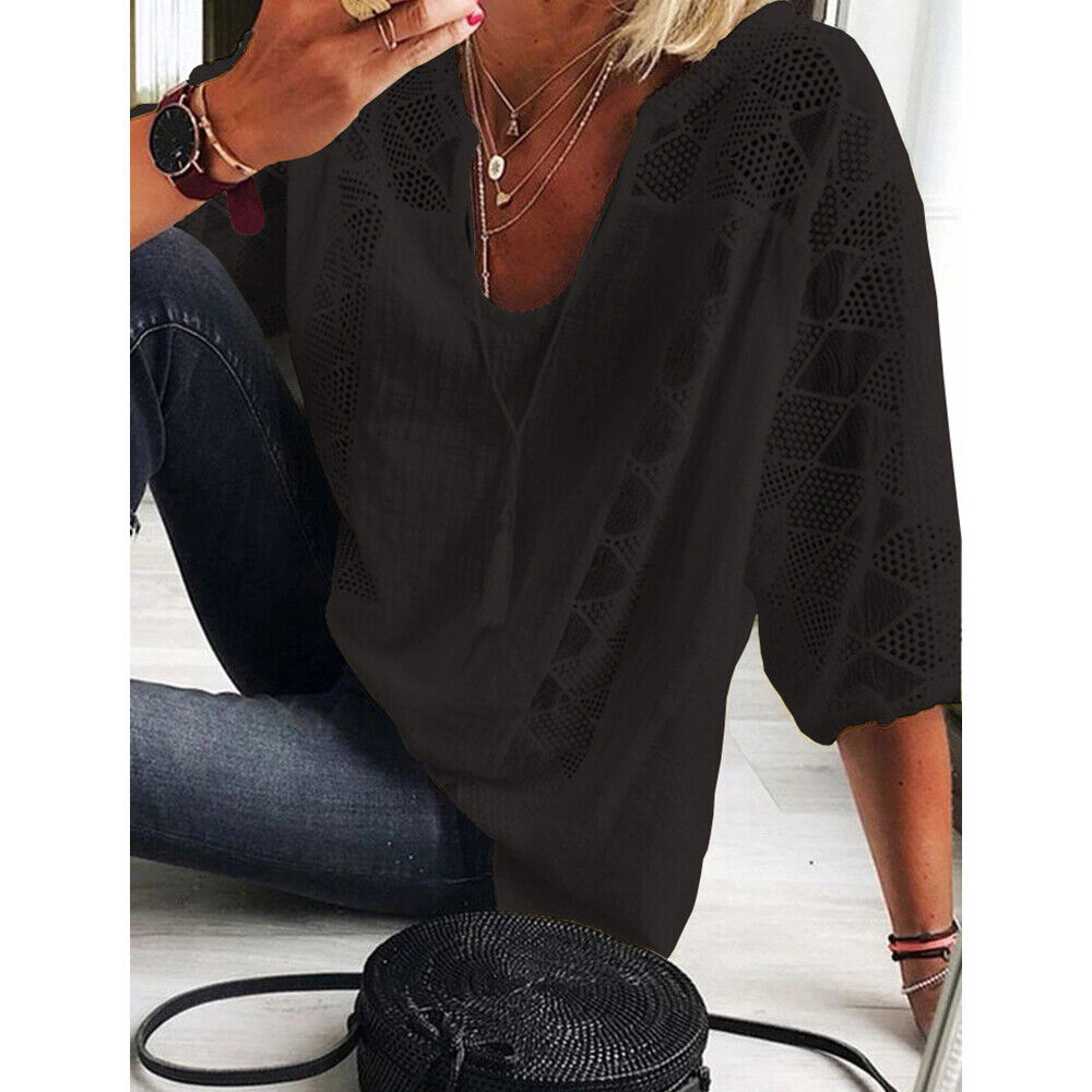 Valenzora | Plus Size Tunic Shirt with 3/4 Sleeves for Women