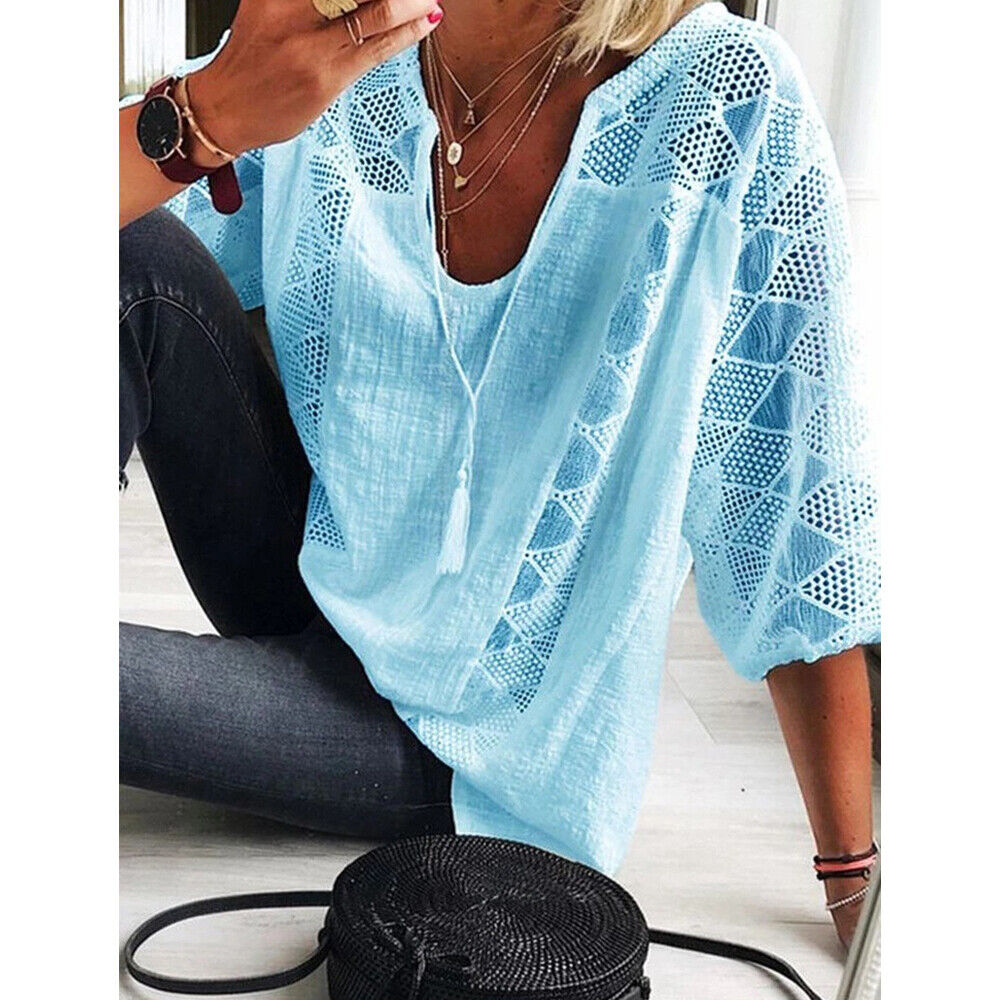Valenzora | Plus Size Tunic Shirt with 3/4 Sleeves for Women