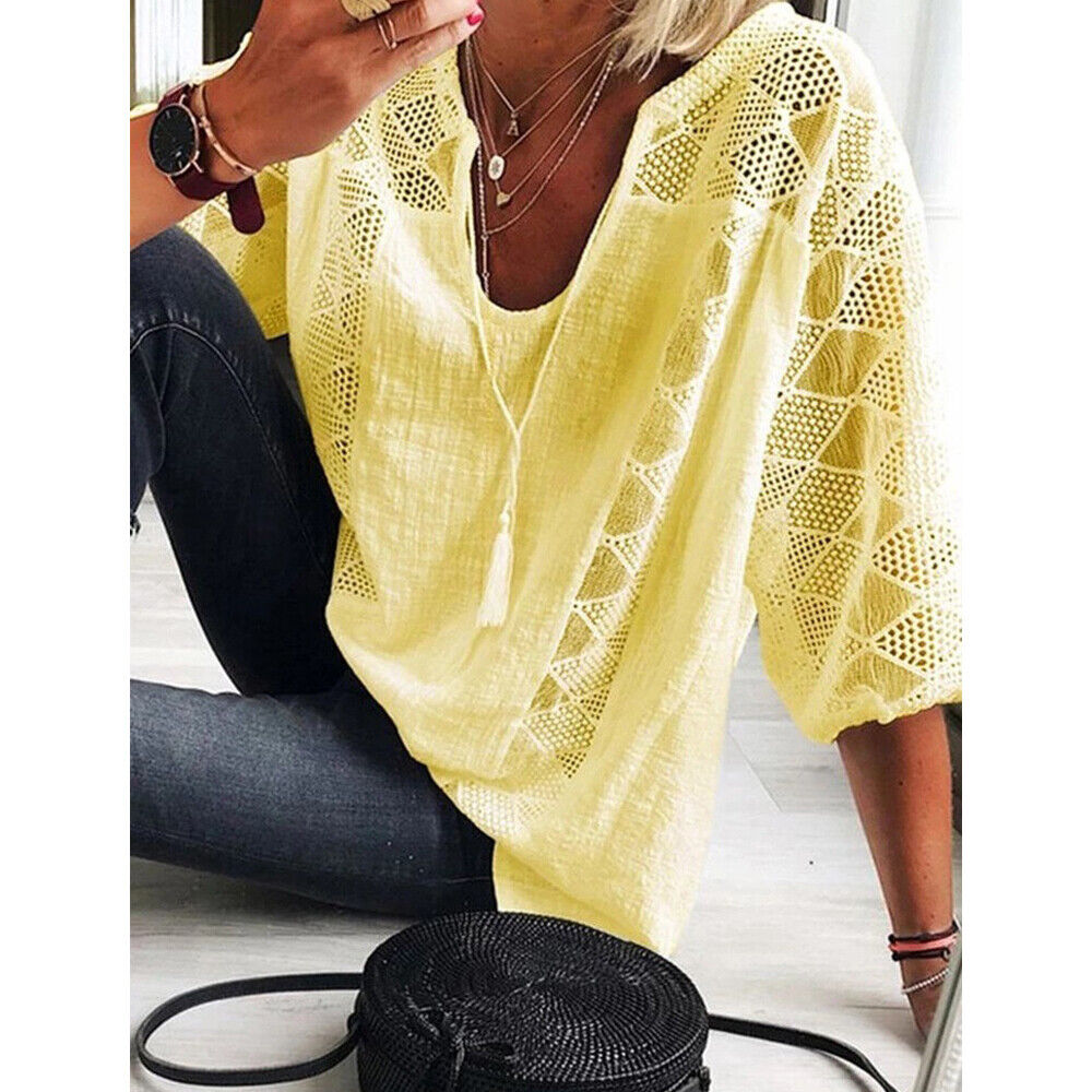Valenzora | Plus Size Tunic Shirt with 3/4 Sleeves for Women