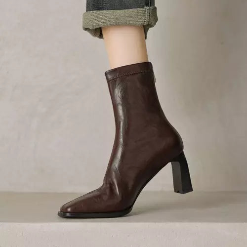 Valenzora | Damen Stiefeletten mit eckiger Zehenpartie - hohe Absätze, bequem und strapazierfähig