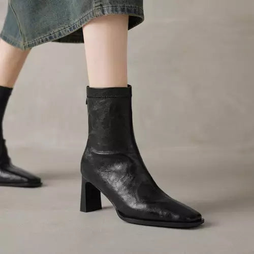 Valenzora | Damen Stiefeletten mit eckiger Zehenpartie - hohe Absätze, bequem und strapazierfähig