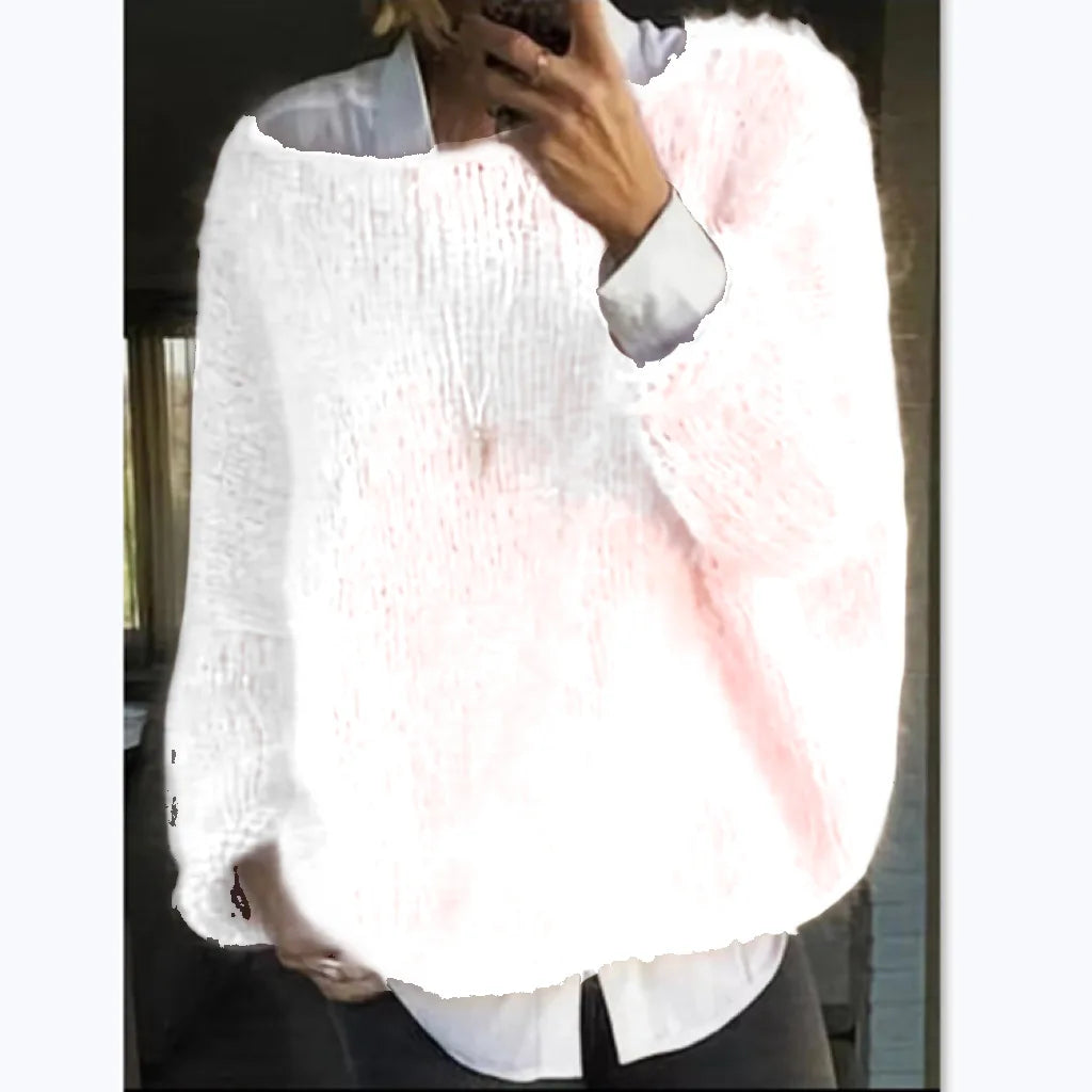 Colorful off-shoulder sweater