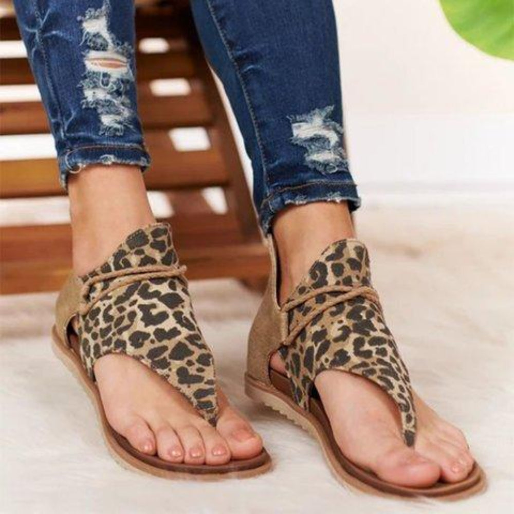 Valenzora | Sandalen Flache Sohle Böhmische Leopard Schlange Zebra