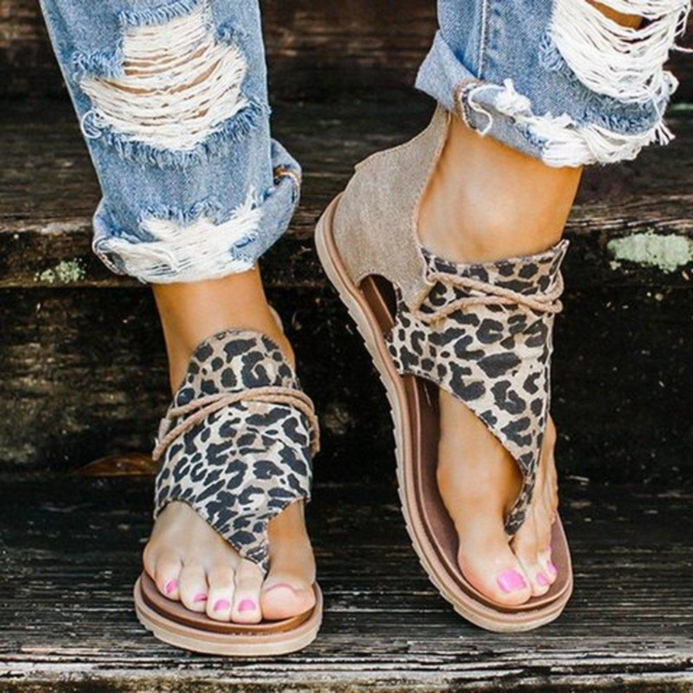Valenzora | Sandalen Flache Sohle Böhmische Leopard Schlange Zebra