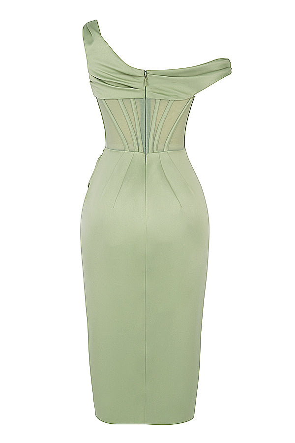 Valenzora | Asymmetrisch drapiertes Midi-Korsettkleid