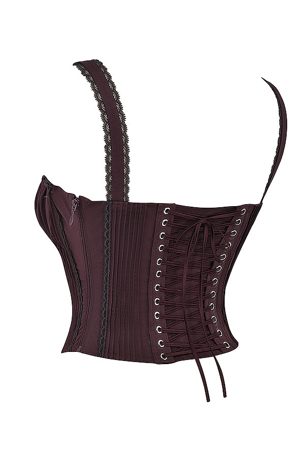 Valenzora | Rich Brown Lace Corset On The Back