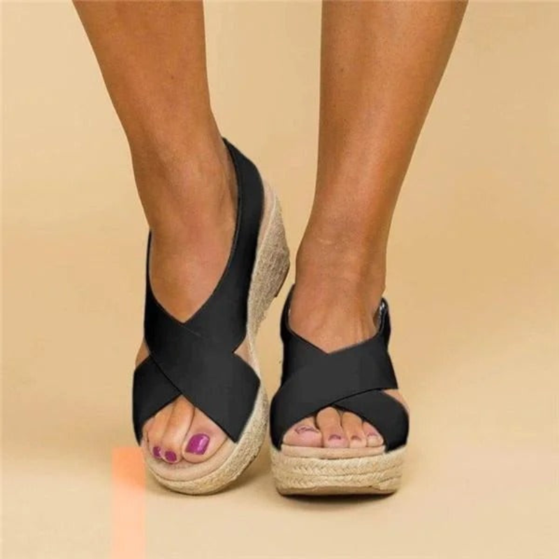 Valenzora | Women's Wedge Sandals Black
