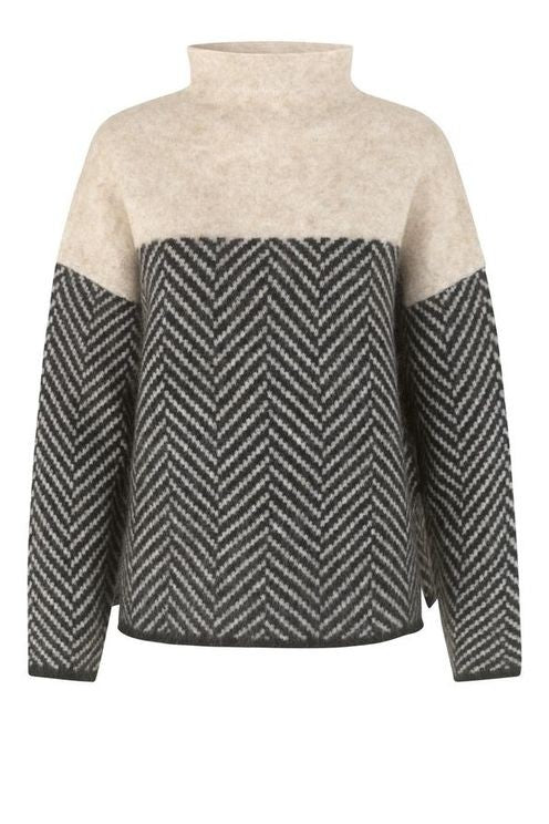 Valenzora | Damen Rollkragenpullover mit zweifarbigem Design