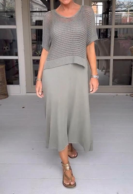 Valenzora | Elegant Deltes Set (Dress + Top)