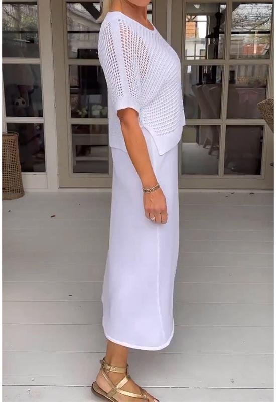 Valenzora | Elegant Deltes Set (Dress + Top)