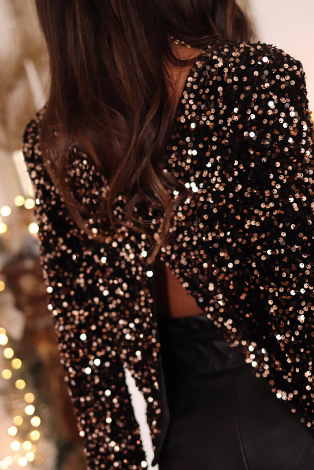 Valenzora | Sparkling Sequined Long Sleeve Top for Women