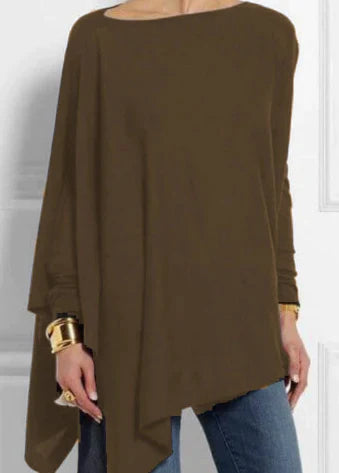Valenzora | Elegant cashmere blend poncho with an asymmetrical cut
