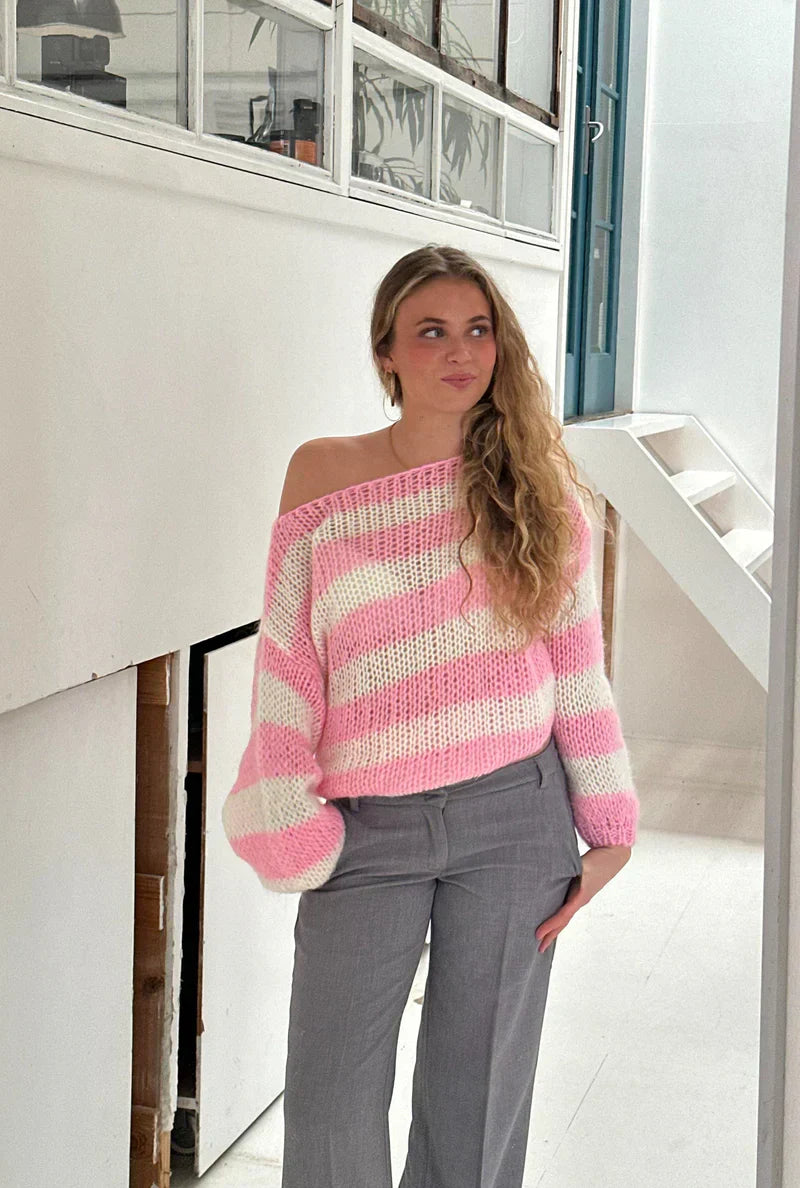 Valenzora | Carmen-Pullover für Damen mit Streifenmuster