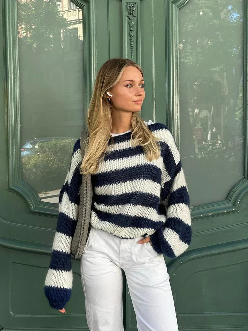 Valenzora | Carmen-Pullover für Damen mit Streifenmuster